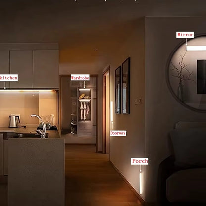 Motion Sensor Light Indoor Wireless LED Night Light Type C Rechargeable Light Cabinet Wardrobe Light Staircase Backlight Kitchen